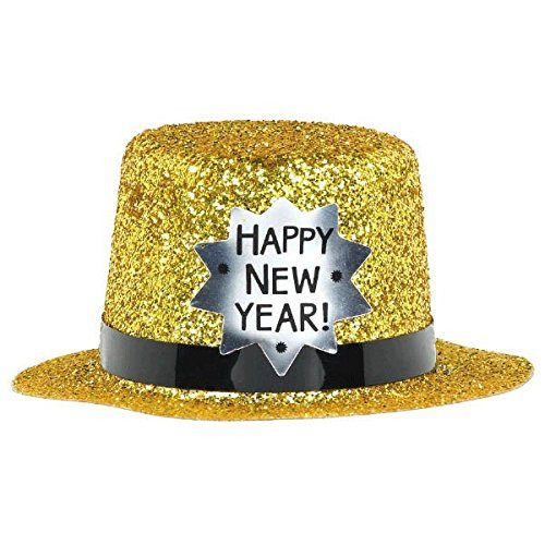 Amscan Happy New Year Glitter Plastic Mini Top Hat | Party Accessory