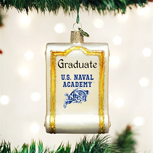 Old World Christmas Navy Diploma Glass Blown Ornament