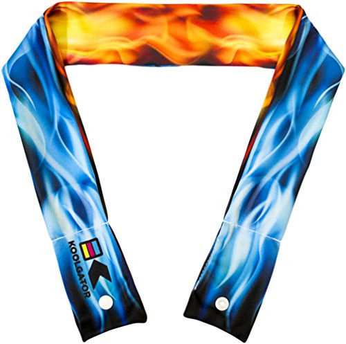 KOOLGATOR Cooling Neck Wrap - Blue & Red Flames Design