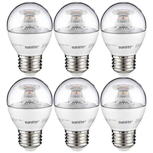 Sunlite G16/LED/7W/D/E26/CL/ES/27K/CD/6PK G16 Globe Bathroom Vanity Clear Dimmable Light Bulb, 60 Equivalent - 6 Pack,