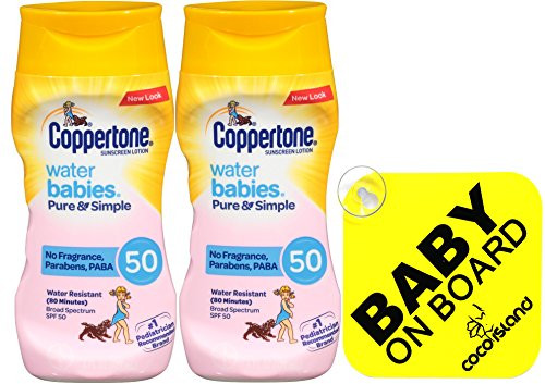 Coppertone WaterBabies Pure & Simple Mineral Based Lotion + BABY ON SIGN 6-Fluid Ounce Bottle (PACK Of Two)