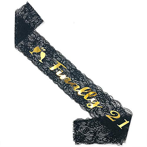 Finally 21 Lace Sash - 21st Birthday Sash - 21st birthday Sash Decorations - Finally Legal Sash - 21st Birthday Party Decorations & Supplies For Girls,Women