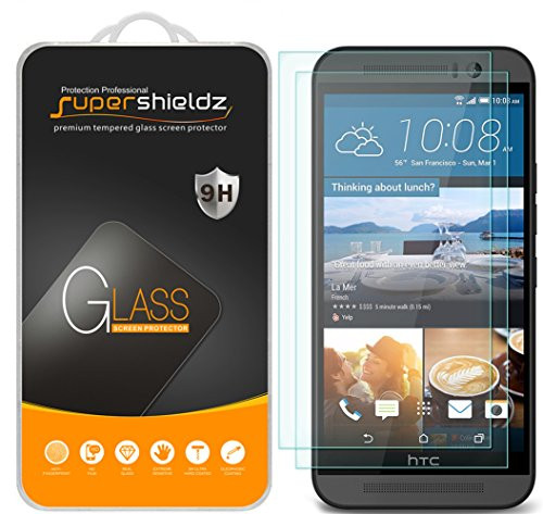 [2-Pack] Supershieldz for HTC One M9 Tempered Glass Screen Protector, Anti-Scratch, Anti-Fingerprint, Bubble Free, Lifetime Replacement