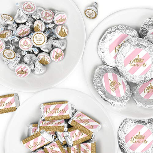Little Princess Crown - Mini Candy Bar Wrappers, Round Candy Stickers and Circle Stickers - Pink and Gold Princess Baby Shower or Birthday Party Candy Favor Sticker Kit - 304 Pieces Little Princess Crown - Mini Candy Bar Wrappers, Round Candy Stickers and Circle Stickers - Pink and Gold Princess Baby Shower or Birthday Party Candy Favor Sticker Kit - 304 Pieces