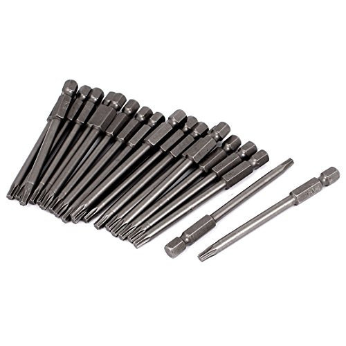 Uxcell a15090900ux0791 75mm Long 1/4-inch Shank T20 Magnetic Tip Torx Screwdriver Bits 20pcs (Pack of 20)