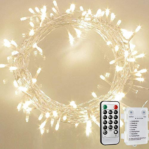 Koopower 36ft 100 LED String Light [Remote and Timer] IP65 Waterproof 8 Modes Fairy Light for Bedroom, Garden, Easter, Christmas Decoration Warm White