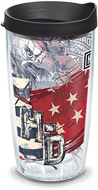 Tervis 1300702 Harley Davidson - American Flag Insulated Tumbler with Wrap and Black Lid, 16oz, Clear Tervis 1300702 Harley Davidson - American Flag Insulated Tumbler with Wrap and Black Lid, 16oz, Clear
