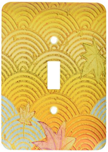 3dRose lsp_54387_1 Gold Waves and Autumn Leaves in Japanese Style Single Toggle Switch
