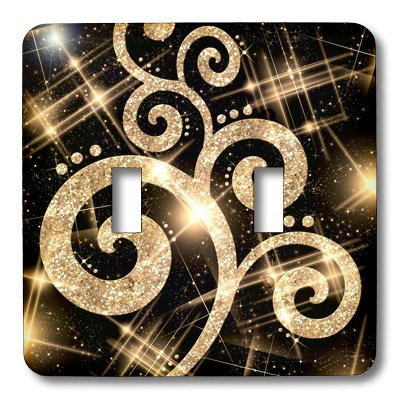 3dRose lsp_35710_2 Gold Glitter Swirls and Dots Double Toggle Switch
