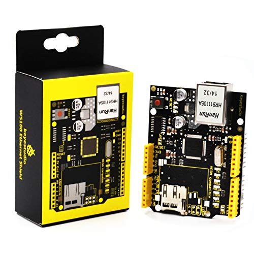 KEYESTUDIO W5100 Ethernet Shield for Arduino Mega 2560 UNO R3 Duemilanove, Easily Connects Arduino to Internet