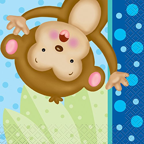 Boy Monkey Baby Shower Cocktail Napkins, 16ct