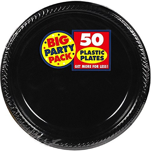 Big Party Pack Jet Black Plastic Plates | 10.25" | Pack of 50 | Party Supply
