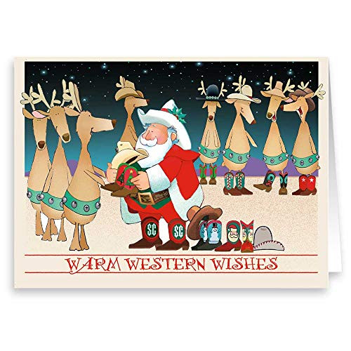Santa & Western Cowboy Boots Christmas Card - 18 Boxed Cards & Envelopes - Texas, Arizona (Standard) Santa & Western Cowboy Boots Christmas Card - 18 Boxed Cards & Envelopes - Texas, Arizona (Standard)
