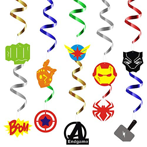 PANTIDE 30Pcs Superhero Hanging Swirl Decorations?Whirls Glitter Foil Ceiling Swirls Streamers Party Supplies Decorations?Great for Birthday Baby Shower Wedding Graduation Party