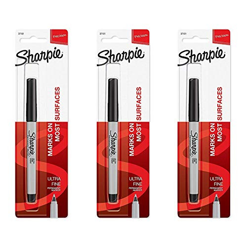 Sharpie 37101PP Permanent Marker, Ultra Fine Point, Black, 3 Count
