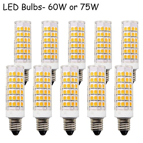 E11 LED Light Bulb 5W to 6W, 60W or 75W, 110v/120v/130v Halogen Bulbs Equivalent ,Mini Candelabra JD,Warm White, Replaces T4 /T3 JD Type Clear E11 Light Bulb (warm white 10) E11 LED Light Bulb 5W to 6W, 60W or 75W, 110v/120v/130v Halogen Bulbs Equivalent ,Mini Candelabra JD,Warm White, Replaces T4 /T3 JD Type Clear E11 Light Bulb (warm white 10)
