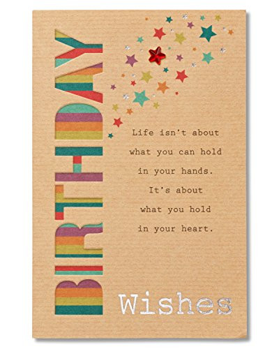 American Greetings Wishes Birthday Greeting Card with Foil and Star-Shaped Gemstones