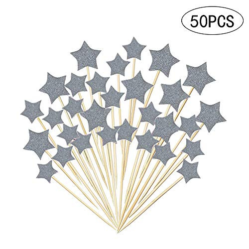 Cupcake Toppers,Sundell Sliver Glitter Stars Cake Toppers Twinkle Twinkle Little Star Birthday Cupcake Toppers Baby Shower Wedding Party Cake Decorations?50Pcs Cupcake Toppers,Sundell Sliver Glitter Stars Cake Toppers Twinkle Twinkle Little Star Birthday Cupcake Toppers Baby Shower Wedding Party Cake Decorations?50Pcs