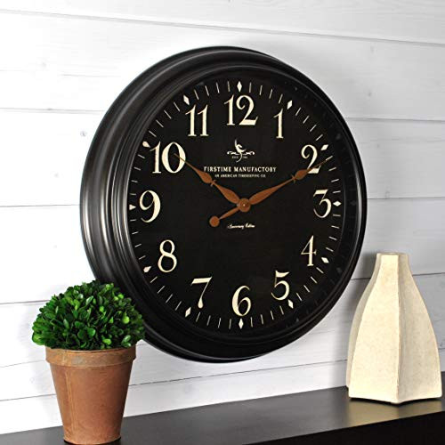 FirsTime 99512 Belmont Black Wall Clock, 17.5",
