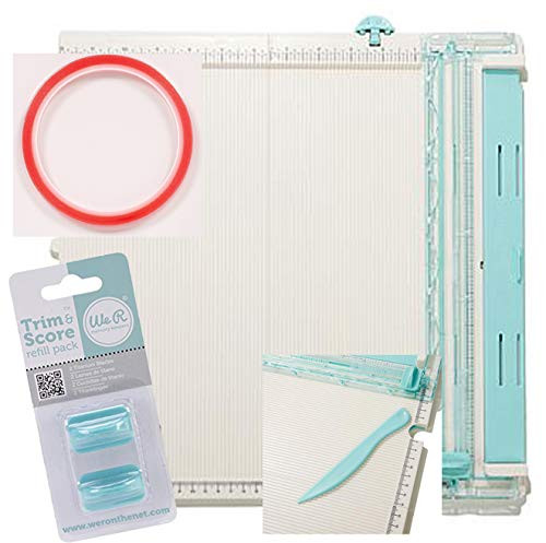 We R Memory Keepers Scoring Board for Paper Folding, Scrapbooking, Crafting, Trimming, Cutting, Crease Score Board Bundle with Super Sticky Tape and Extra Blades