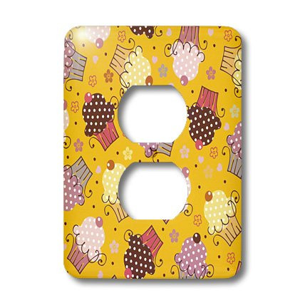 3dRose lsp_35908_6 Cupcakes in Gold 2 Plug Outlet Cover