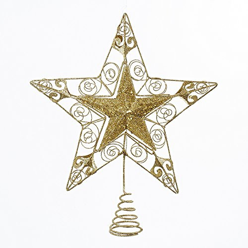 Kurt Adler 14" Gold Glitter Wire Star Treetop