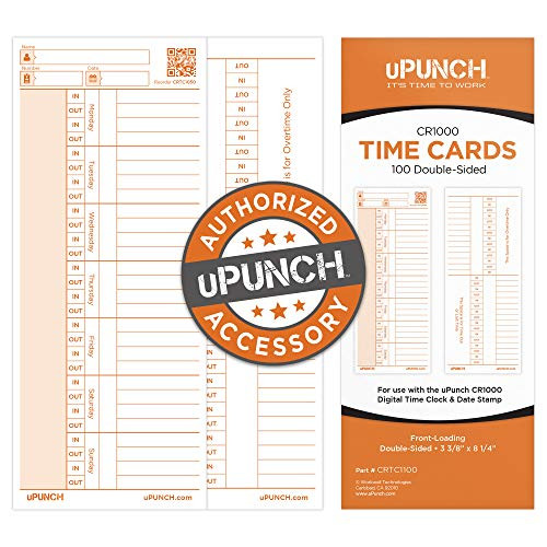 100 uPunch Time Cards for CR1000 Digital Time Clock & Date Stamp