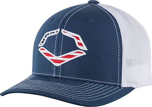 Wilson Sporting Goods Evoshield USA Logo Flexfit Trucker Hat, Navy, Small/Medium (7-7 1/4)