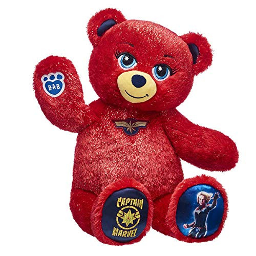 BABW Stuffed with Hugs and Good Wishes! Captain Marvel Bear Plush Toy 16" Build a Bear Movie Collectible