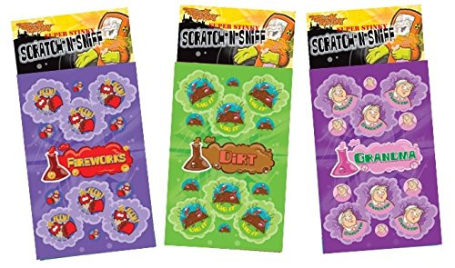 Just For Laughs Dr. Stinky's Scratch N Sniff Stickers 3-Pack- Grandma, Dirt, Fireworks 81 Stickers