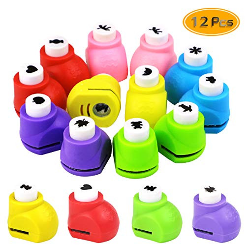BcPowr 12PCS Mini Paper Craft Punches, Colorful Crafts Puncher Paper Scrapbooking Punches Craft DIY Printing Shaper Puncher