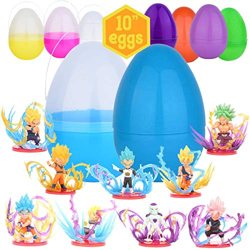PARK AVE 9 Dragon Ball Z Figurines 2-3": Super Saiyan Goku, Gohan, Vegeta, Freeza, and Broly Inside 10 Inch Plastic Easter Egg