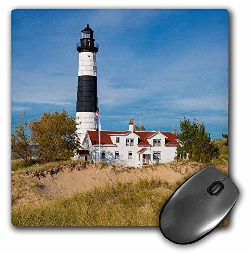 3dRose Mouse Pad Big Sable Point Lighthouse, Lake Michigan, Ludington, Michigan, 8 x 8" (mp_259531_1)