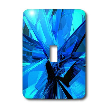 3dRose LLC lsp_19253_1 Abstract Fractal Digital Work of Reflecting Blue Glass and Metal Surfaces Single Toggle Switch