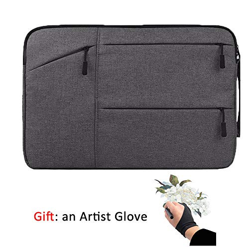 Graphics Drawing Tablet Carrying Case Bag with Artist Glove for Wacom Intuos Pro PTH660 PTH660P Medium Case PTH451 Waterproof Protective Sleeve Travel Portable Bag with Pocket Storage