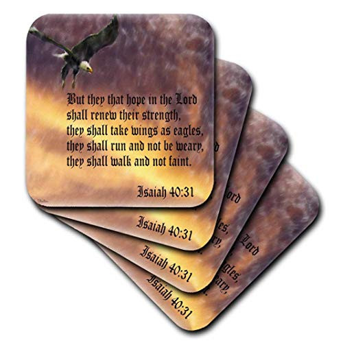 3dRose cst_27419_3 Isaiah 40-31 Bible Verse with Eagle Against a Troubled Sky-Ceramic Tile Coasters, Set of 4 3dRose cst_27419_3 Isaiah 40-31 Bible Verse with Eagle Against a Troubled Sky-Ceramic Tile Coasters, Set of 4
