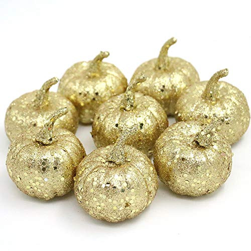 Nice purchase Realistic Fake Artificial Small Pumpkins for Decor Halloween Fall Harvest Thanksgiving Party DIY Craft (Gold Pumpkins)