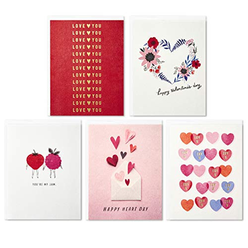 Hallmark Valentines Day Cards Assortment (5 Valentine Cards with Envelopes)