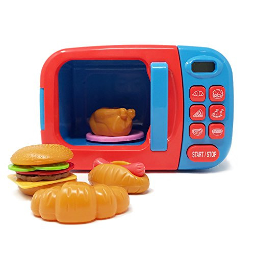 Boley Microwave Kitchen Play Set - Kids, Children, Toddlers Pretend Play Set with Fake Food Included - Great for Toddlers 3 Years and Older - Blue