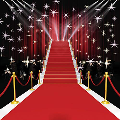 GoodsFederation 8x8ft Stage Lighting Red Carpet Photo Backdrops for Pictures Red Curtain Photography Background Photo Booth Studio Props RM-039