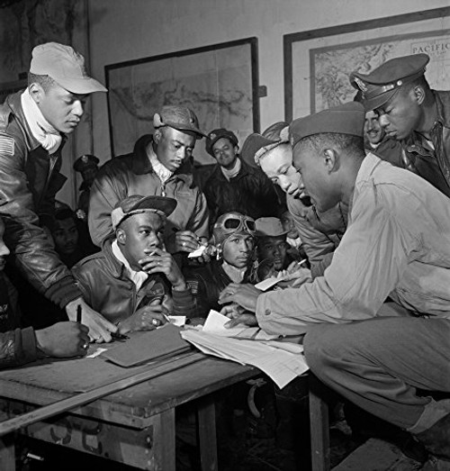Tuskegee Airmen 1945 Nmembers Of The Tuskegee Airmen In A Meeting At Ramitelli Italy Front Row Seated Left To Right Unidentified Jimmie Wheeler (With Goggles) Emile Clifton (Cloth Cap) Standing Left T