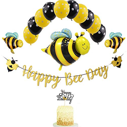Bumblebee Party Decoration Bumble Bee Balloons PLUS Happy Bee Day Gold ...