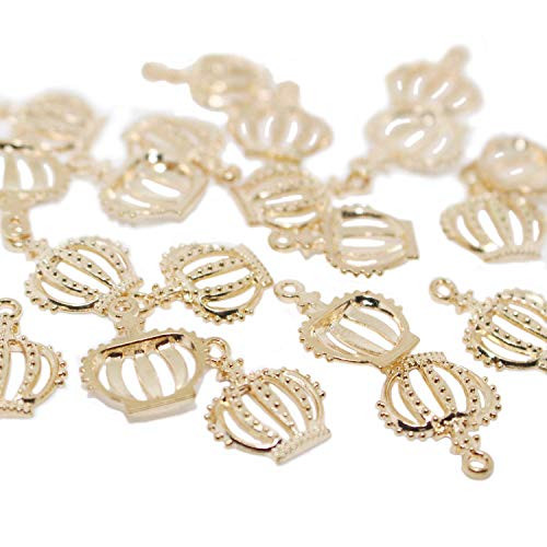 Dedila 20pcs 3D Flat Gold Mini Lovely Alloy Crown Charms Pendants DIY Vintage Charms Findings Pendant for Crafting (Flat)