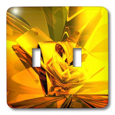 3dRose lsp_19259_2 Golden Abstract Abstract Fractal Digital Work of Reflecting Gold Glass and Metal Double Toggle Switch