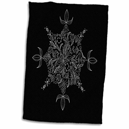 3D Rose Pretty Eight Point Flower Patterned Snowflake in White On A Black Background Hand/Sports Towel 15 x 22 3D Rose Pretty Eight Point Flower Patterned Snowflake in White On A Black Background Hand/Sports Towel 15 x 22