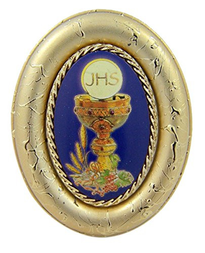 First Communion Plaque Gold Embossed Chalice Standing, 3 Inch