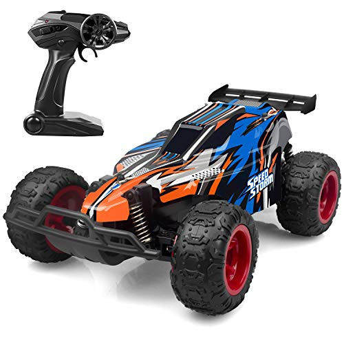 JEYPOD IMDEN 51654194589 Remote Control Car, 2.4 GHZ 1: 22 High Speed Racing Car with Four Batteries( Two Rechargeable Batteries for Car, Two 1.5Aa Batteries for Transmitter), Kids Toys, Blue