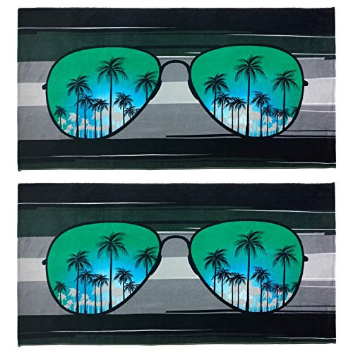 KAUFMAN - Blue Sunglasses Beach Towel (105096-BLU) 30" x 60" - 2 Pack Set
