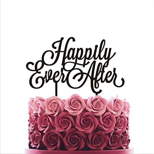 Cake topper Happily Ever After Wedding cake toppers for wedding Cake Decorations HappyPlywood (width 7", gold)