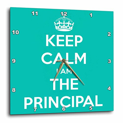 3dRose DPP_216309_3 Keep Calm I Am The Principal Turquoise Wall Clock, 15 by 15"